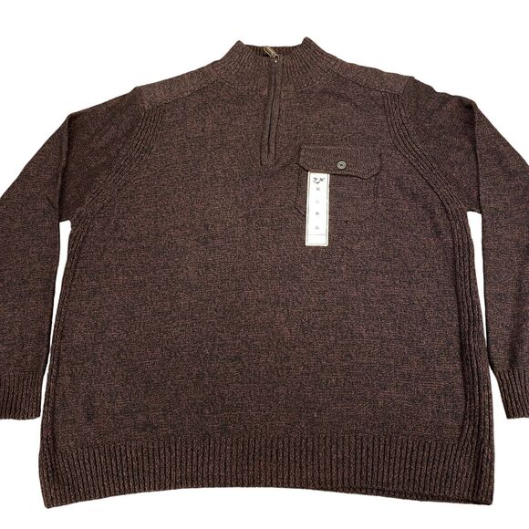 Outdoor Life Sweater Mens XL Brown Knit Cotton Long Sleeve Mock Neck Quarter Zip - Picture 12 of 15